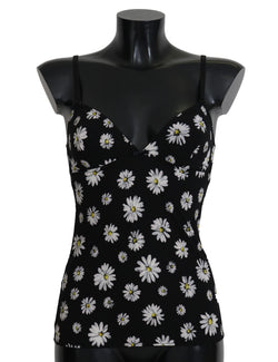 Elegant Black Daisy Floral Lace Chemise Dress Dolce & Gabbana