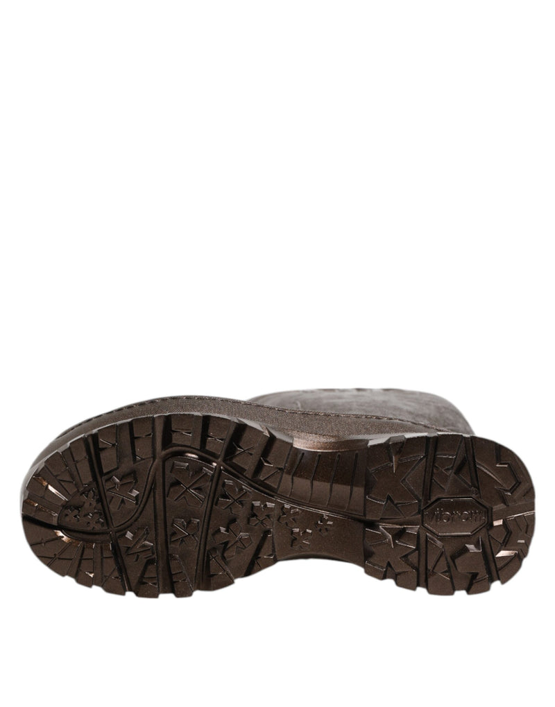 Metallic Bronze Pull On Rain Boots Shoes Dolce & Gabbana