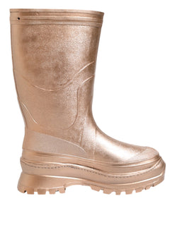Rose Gold Rubber Pull On Rain Boots  Shoes Dolce & Gabbana