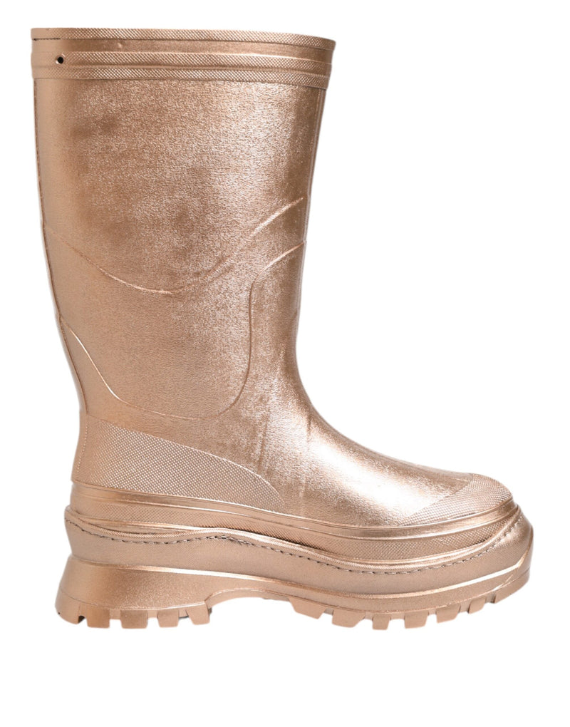 Rose Gold Rubber Pull On Rain Boots  Shoes Dolce & Gabbana