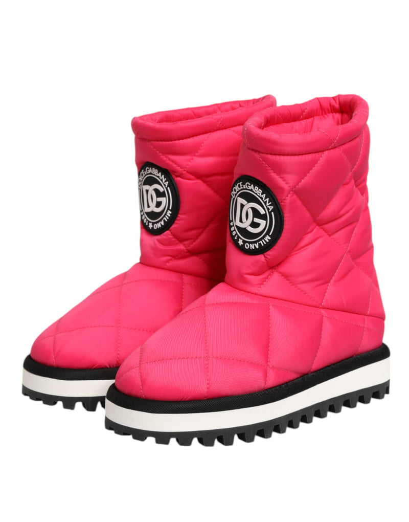 Pink White Viscose Padded Mid Calf Boots Shoes Dolce & Gabbana