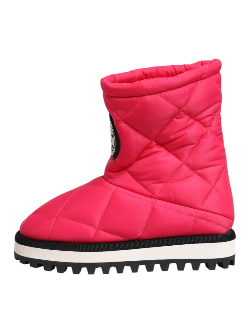 Pink White Viscose Padded Mid Calf Boots Shoes Dolce & Gabbana