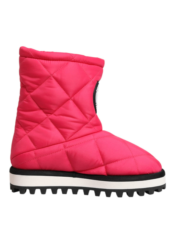Pink White Viscose Padded Mid Calf Boots Shoes Dolce & Gabbana