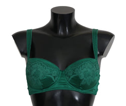 Enchanting Green Floral Lace Silk Bra Dolce & Gabbana