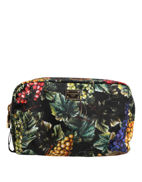 Multicolor Grape Print Clutch Logo Plaque Pouch Bag Dolce & Gabbana