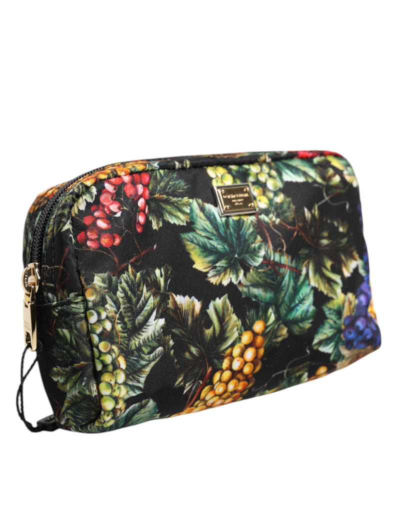 Multicolor Grape Print Clutch Logo Plaque Pouch Bag Dolce & Gabbana