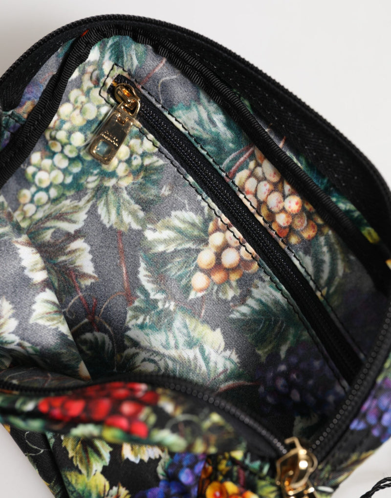 Multicolor Grape Print Clutch Logo Plaque Pouch Bag Dolce & Gabbana
