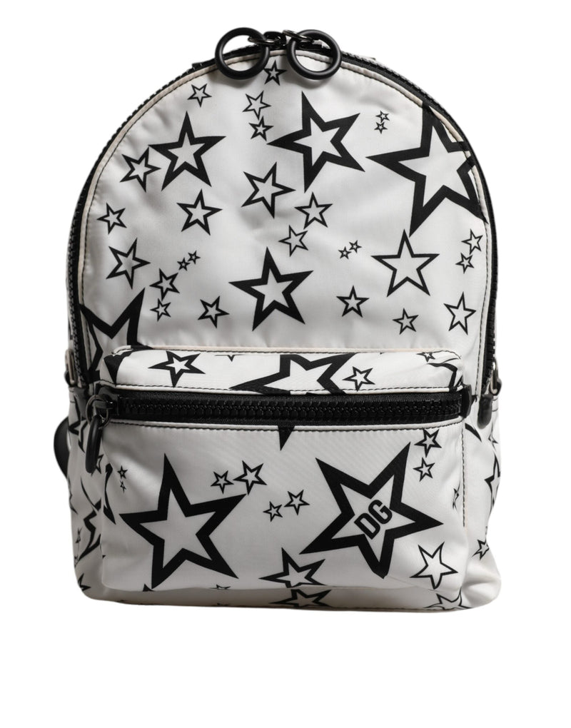 White DG Stars Print Nylon Travel Backpack Bag Dolce & Gabbana