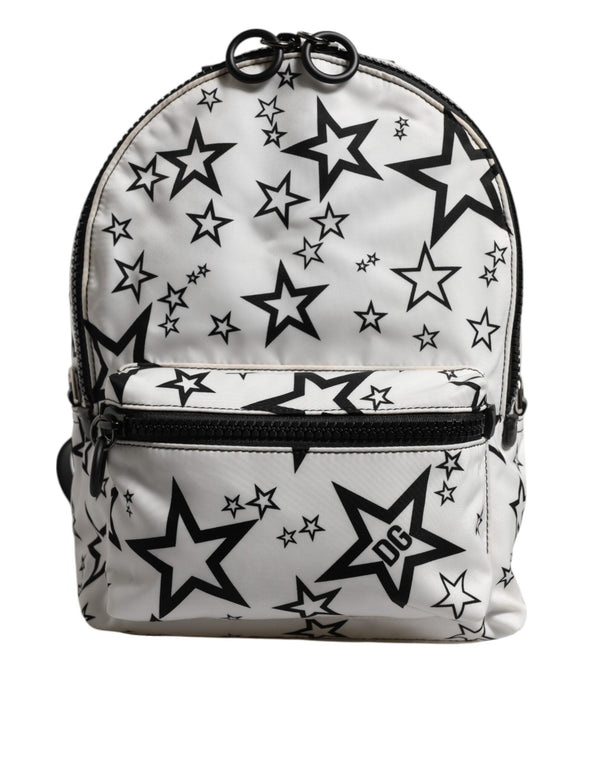 White DG Stars Print Nylon Travel Backpack Bag Dolce & Gabbana