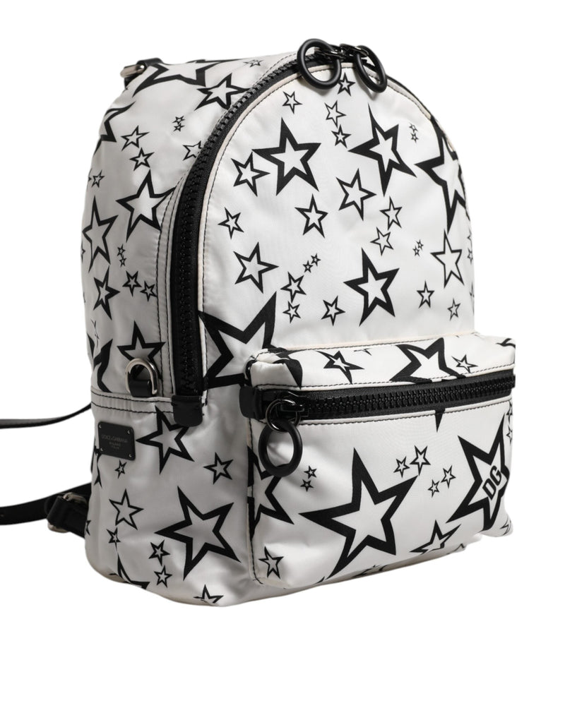 White DG Stars Print Nylon Travel Backpack Bag Dolce & Gabbana