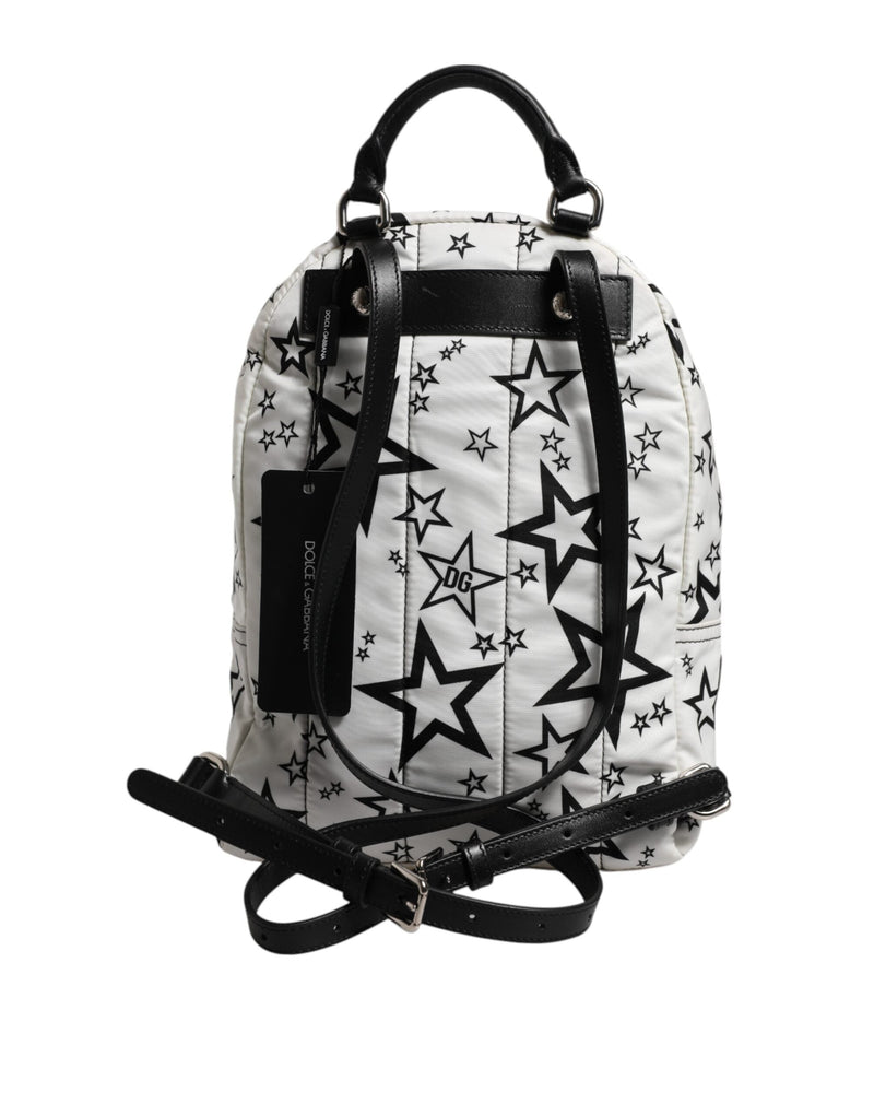 White DG Stars Print Nylon Travel Backpack Bag Dolce & Gabbana