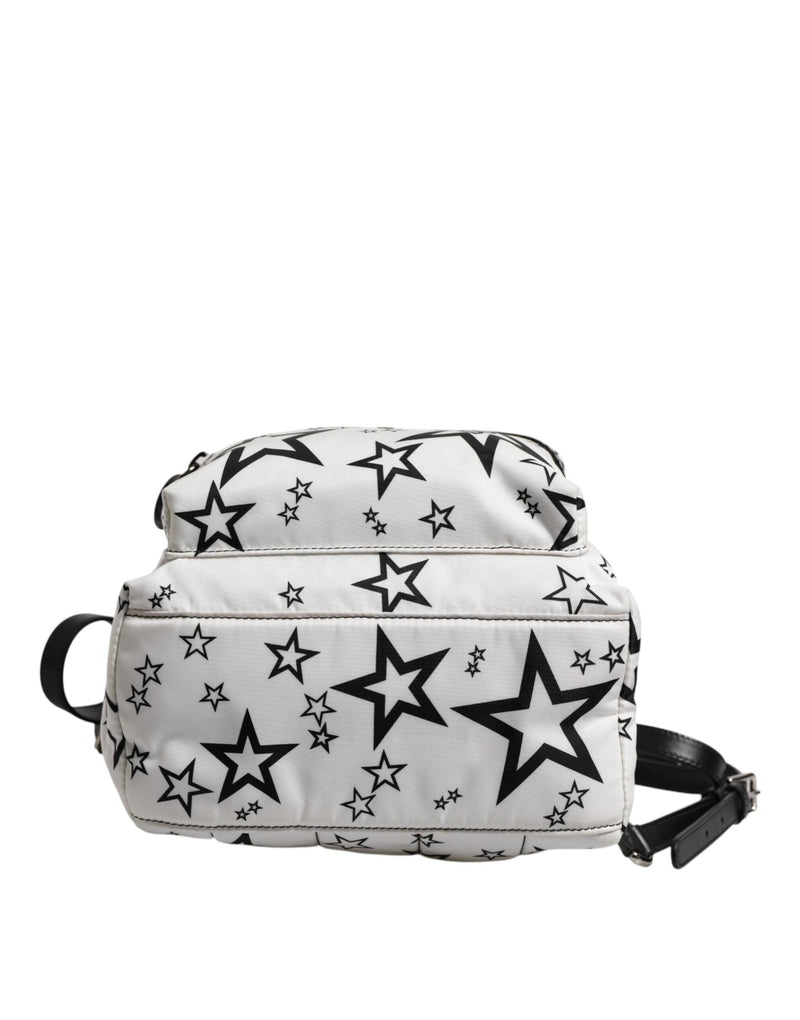 White DG Stars Print Nylon Travel Backpack Bag Dolce & Gabbana