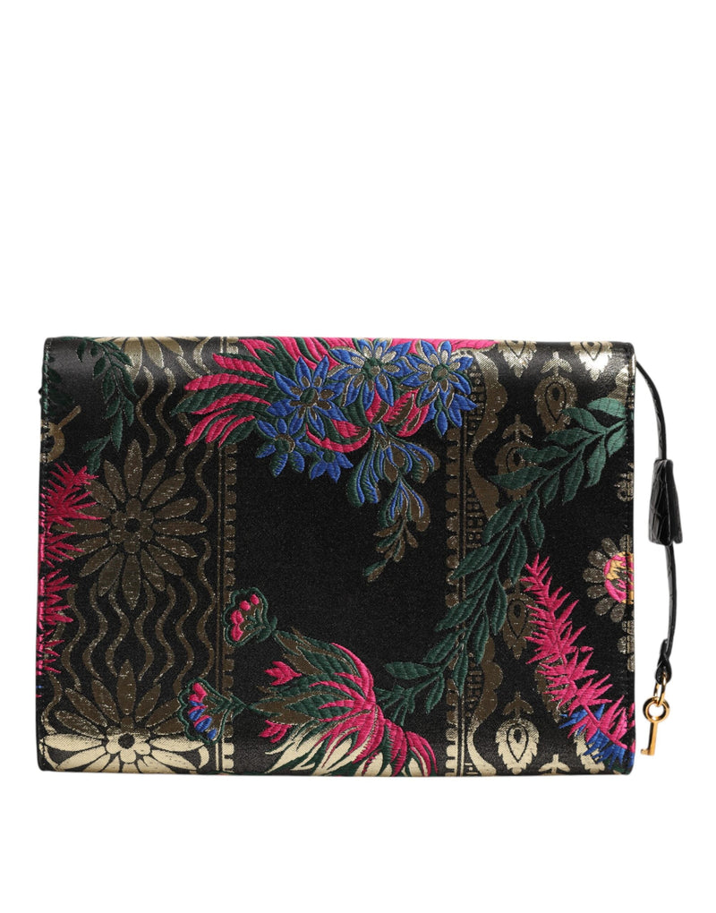 Multicolor Jacquard Floral Document Briefcase Bag Dolce & Gabbana