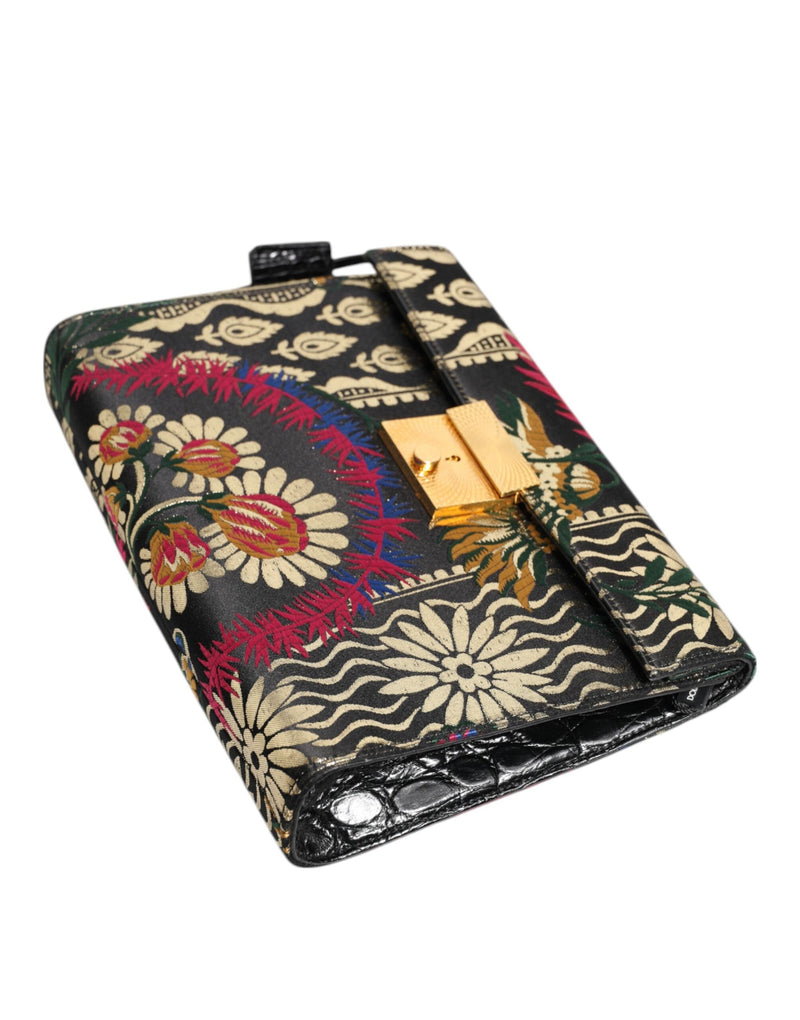 Multicolor Jacquard Floral Document Briefcase Bag Dolce & Gabbana
