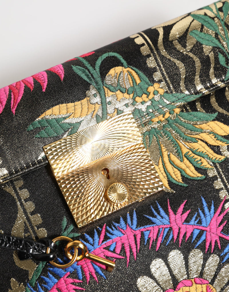 Multicolor Jacquard Floral Document Briefcase Bag Dolce & Gabbana