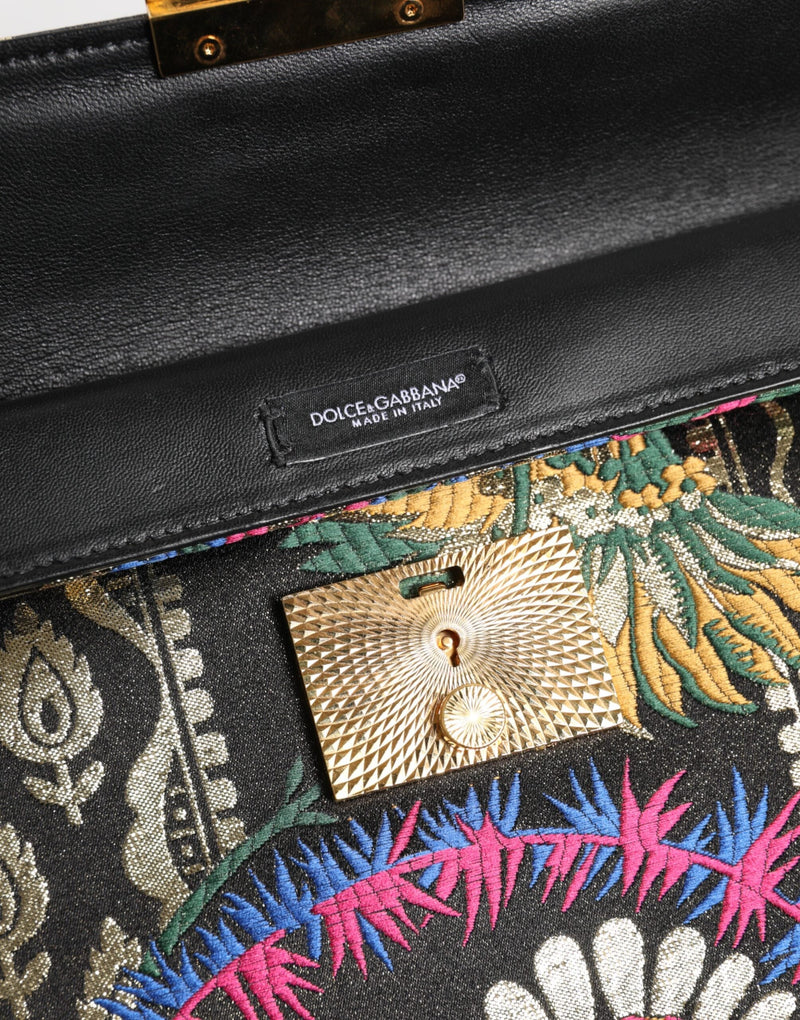 Multicolor Jacquard Floral Document Briefcase Bag Dolce & Gabbana