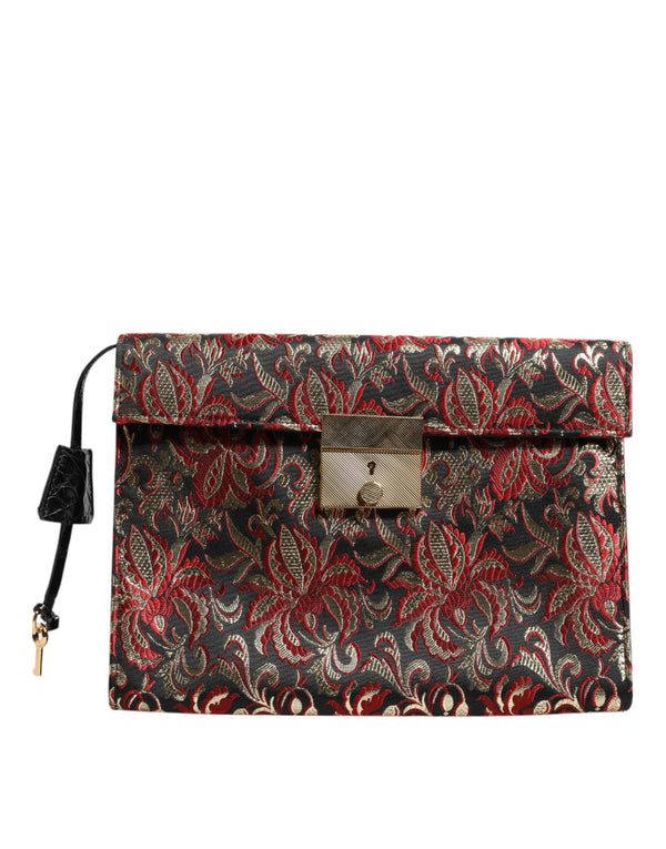 Multicolor Jacquard Floral Document Briefcase Bag Dolce & Gabbana