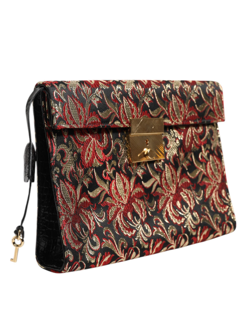 Multicolor Jacquard Floral Document Briefcase Bag Dolce & Gabbana