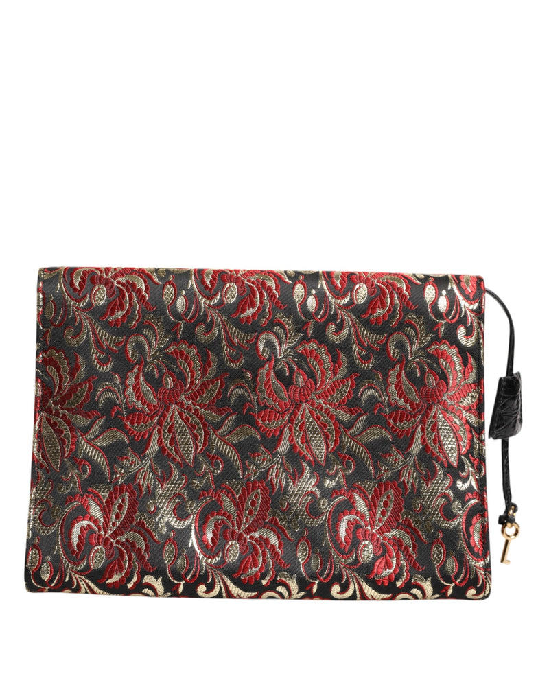 Multicolor Jacquard Floral Document Briefcase Bag Dolce & Gabbana