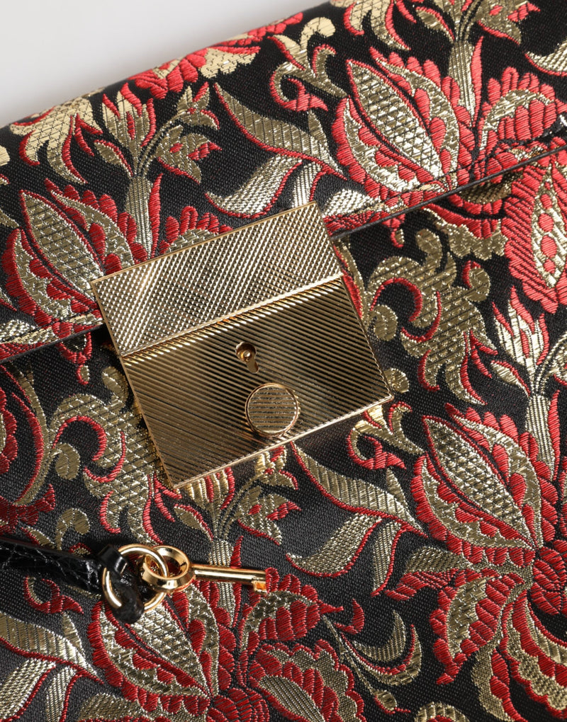 Multicolor Jacquard Floral Document Briefcase Bag Dolce & Gabbana