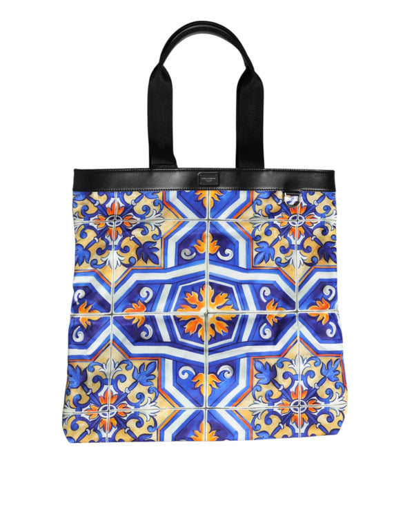 Multicolor Maiolica Print Tote Shoulder Strap Bag Dolce & Gabbana