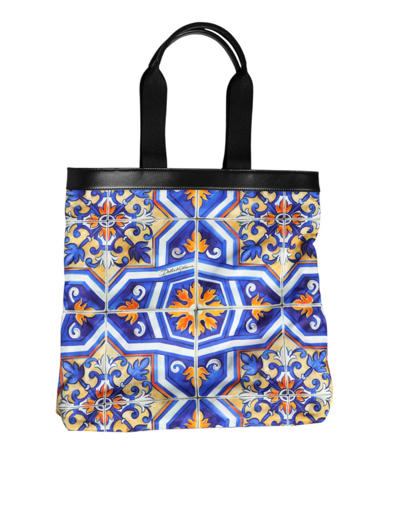 Multicolor Maiolica Print Tote Shoulder Strap Bag Dolce & Gabbana