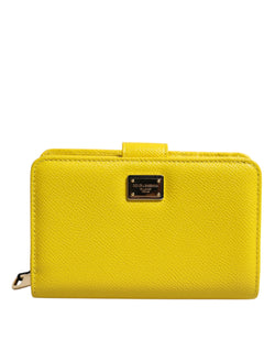 Yellow Leather Bifold Continental Clutch Wallet Dolce & Gabbana