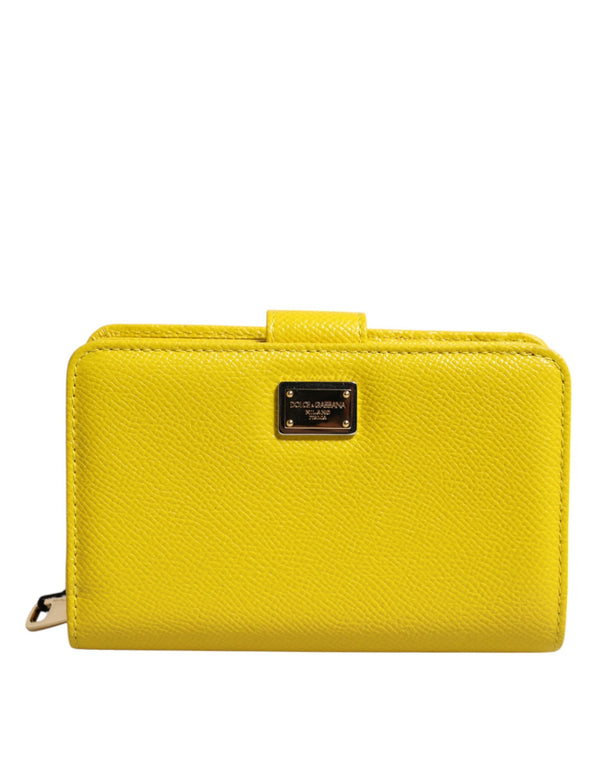 Yellow Leather Bifold Continental Clutch Wallet Dolce & Gabbana