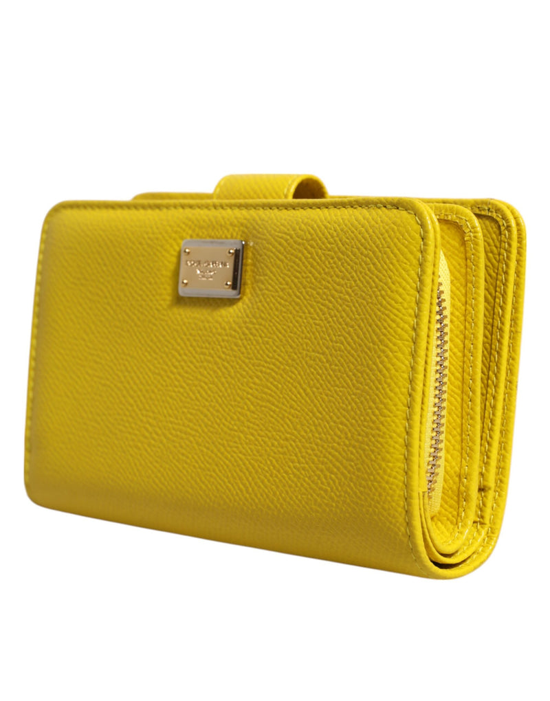 Yellow Leather Bifold Continental Clutch Wallet Dolce & Gabbana
