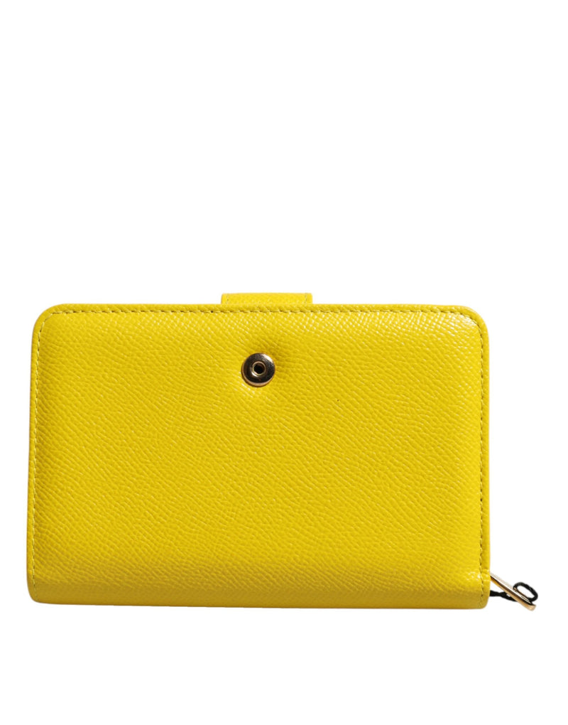 Yellow Leather Bifold Continental Clutch Wallet Dolce & Gabbana