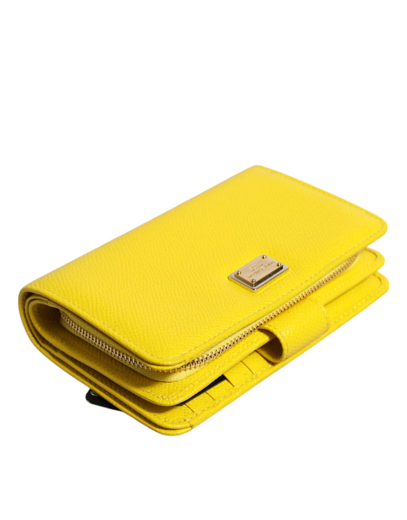 Yellow Leather Bifold Continental Clutch Wallet Dolce & Gabbana