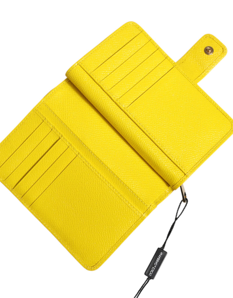 Yellow Leather Bifold Continental Clutch Wallet Dolce & Gabbana