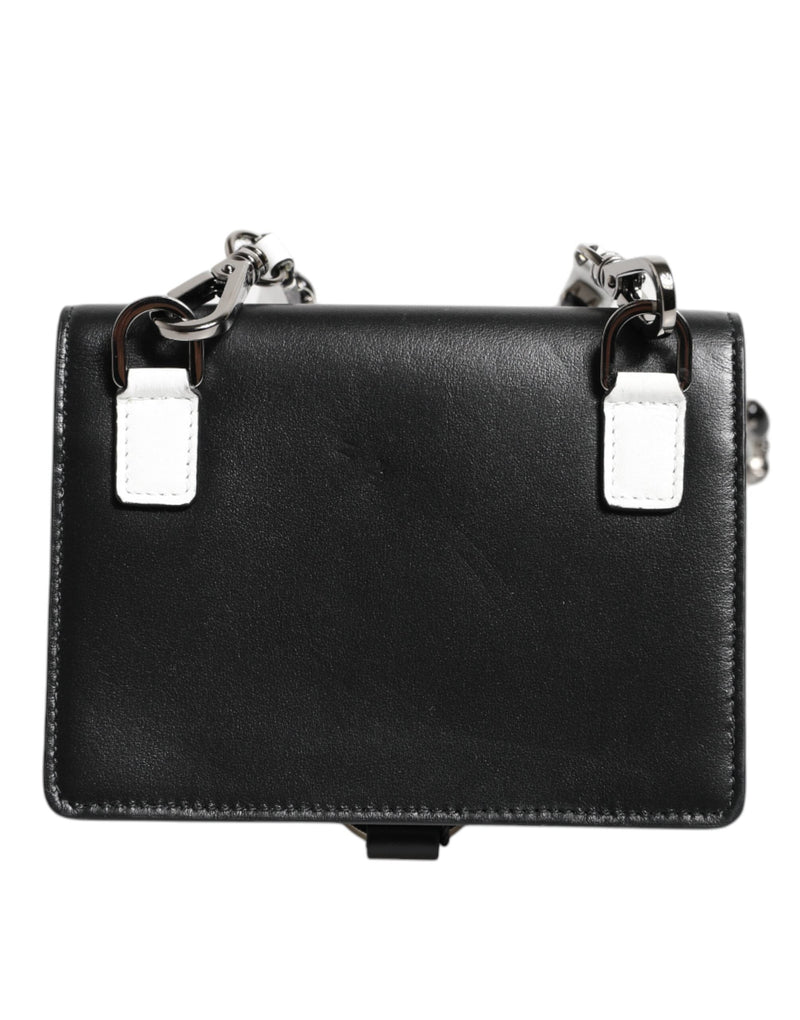 Black Leather Crystal Embellished Card Holder Wallet Dolce & Gabbana