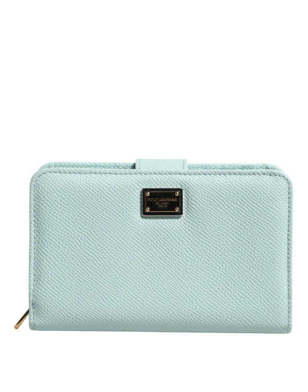 Mint Green Leather Bifold Continental Clutch Wallet Dolce & Gabbana