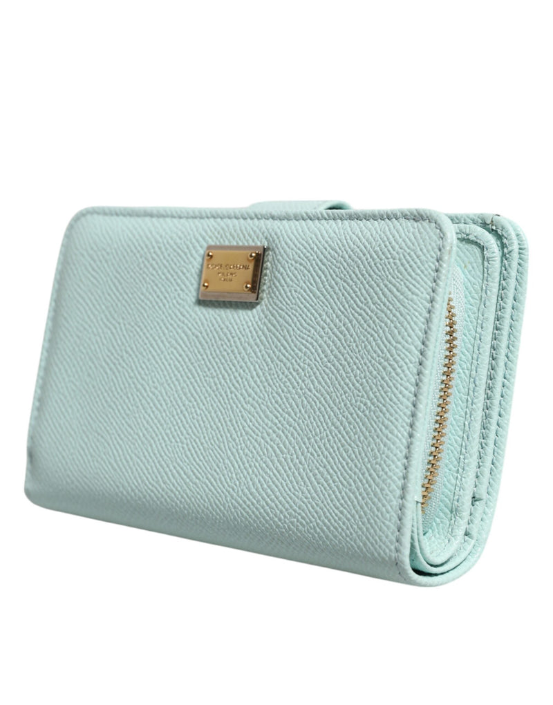 Mint Green Leather Bifold Continental Clutch Wallet Dolce & Gabbana