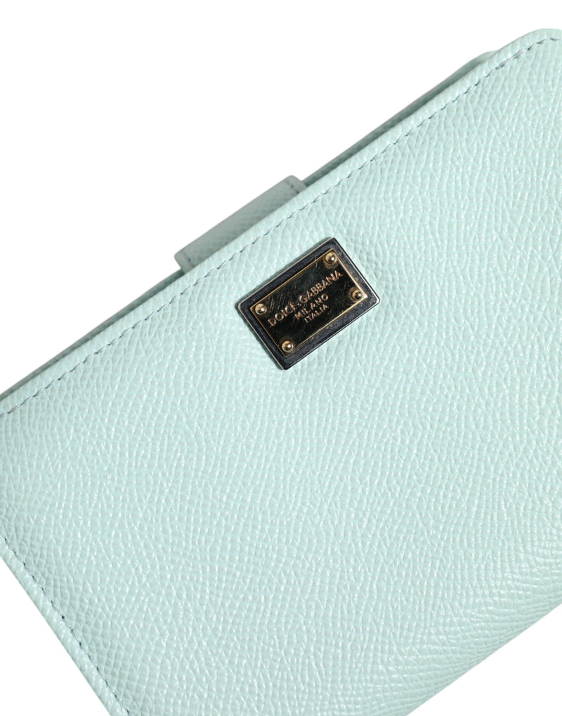 Mint Green Leather Bifold Continental Clutch Wallet Dolce & Gabbana