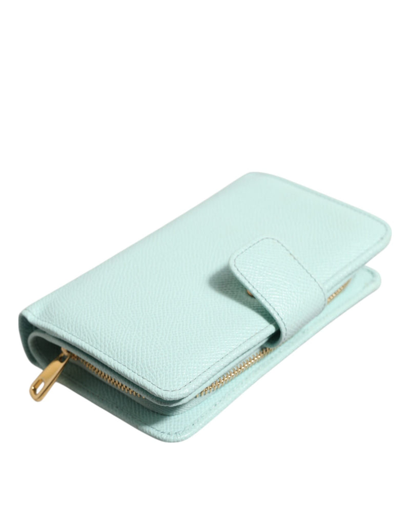 Mint Green Leather Bifold Continental Clutch Wallet Dolce & Gabbana