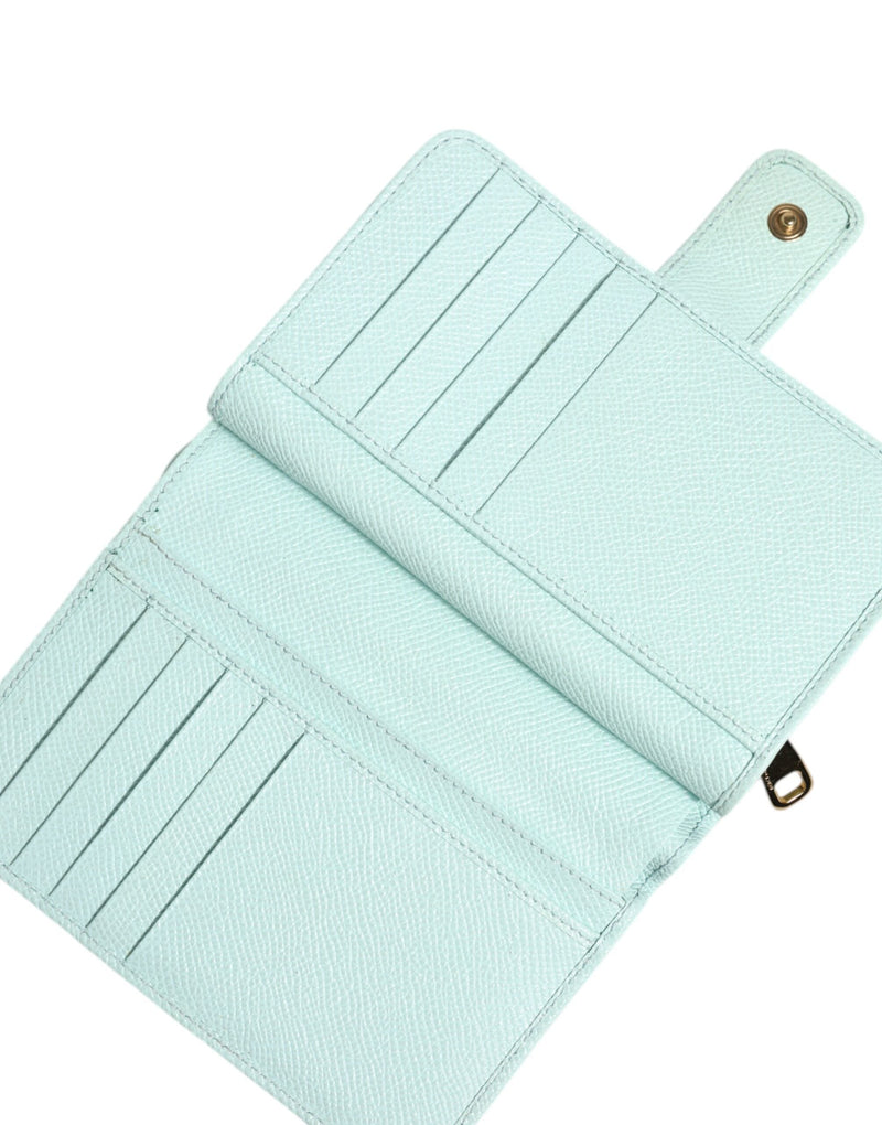 Mint Green Leather Bifold Continental Clutch Wallet Dolce & Gabbana