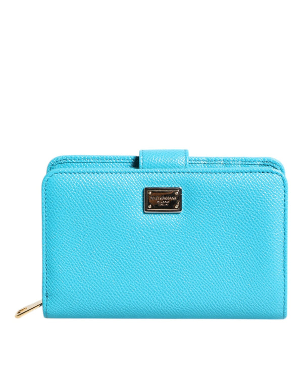 Light Blue Leather Bifold Continental Clutch Wallet Dolce & Gabbana