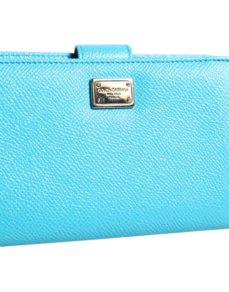 Light Blue Leather Bifold Continental Clutch Wallet Dolce & Gabbana
