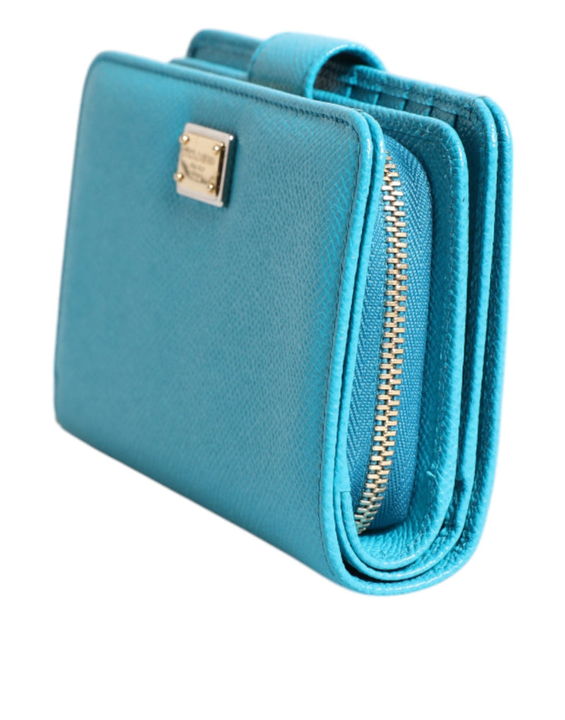 Light Blue Leather Bifold Continental Clutch Wallet Dolce & Gabbana
