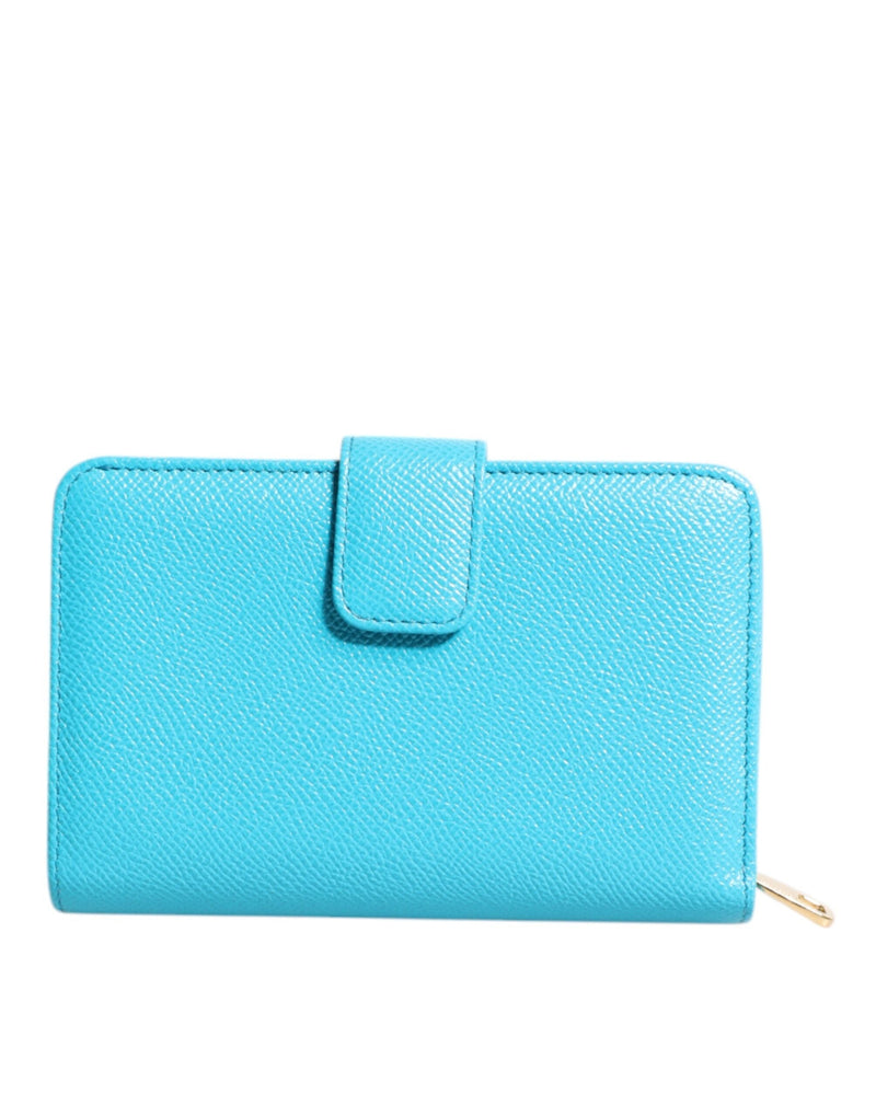 Light Blue Leather Bifold Continental Clutch Wallet Dolce & Gabbana