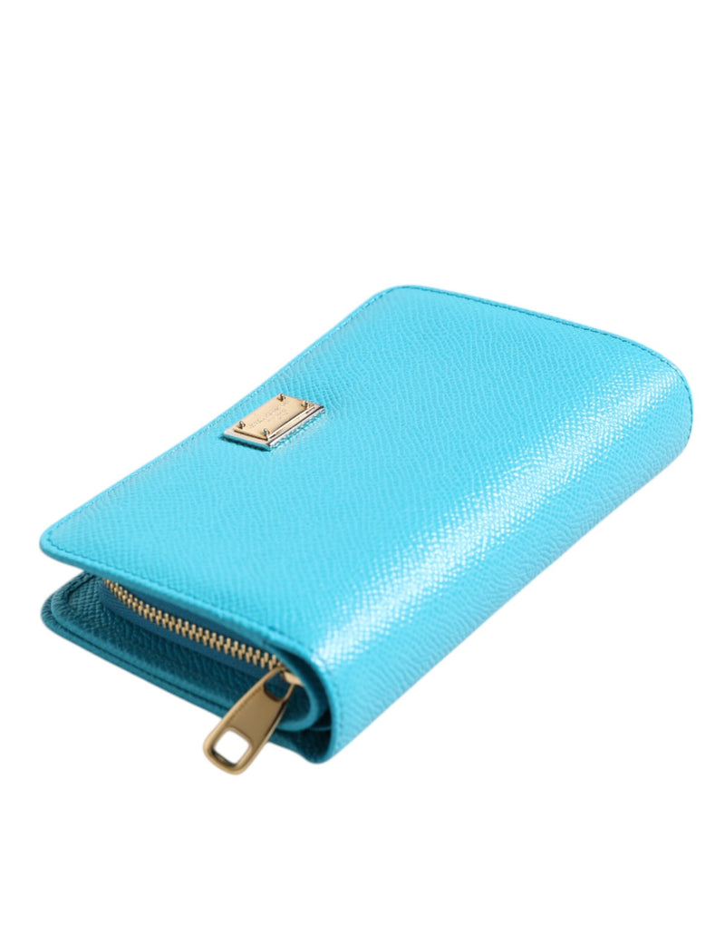 Light Blue Leather Bifold Continental Clutch Wallet Dolce & Gabbana