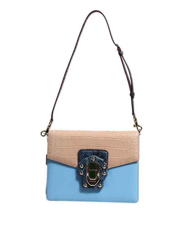Blue Beige Exotic Leather LUCIA Crossbody Bag Dolce & Gabbana