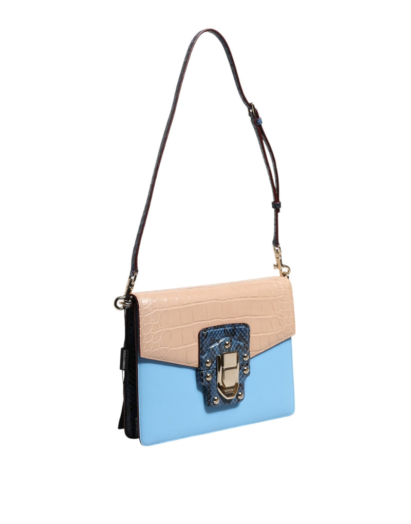 Blue Beige Exotic Leather LUCIA Crossbody Bag Dolce & Gabbana