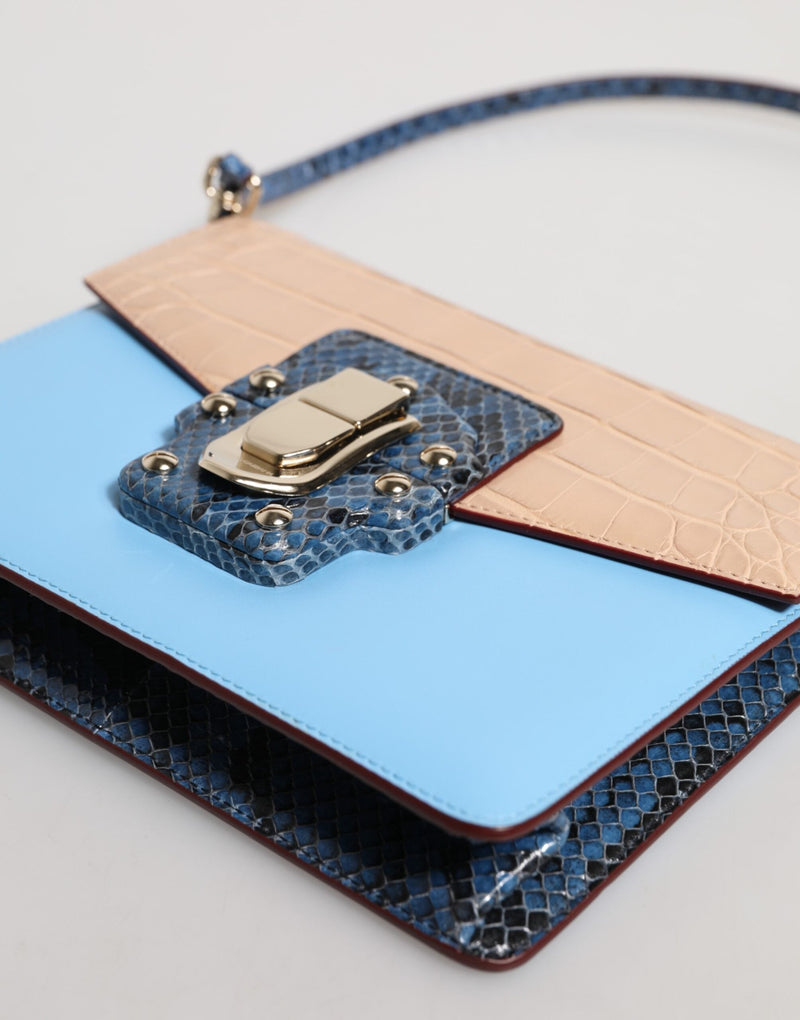 Blue Beige Exotic Leather LUCIA Crossbody Bag Dolce & Gabbana