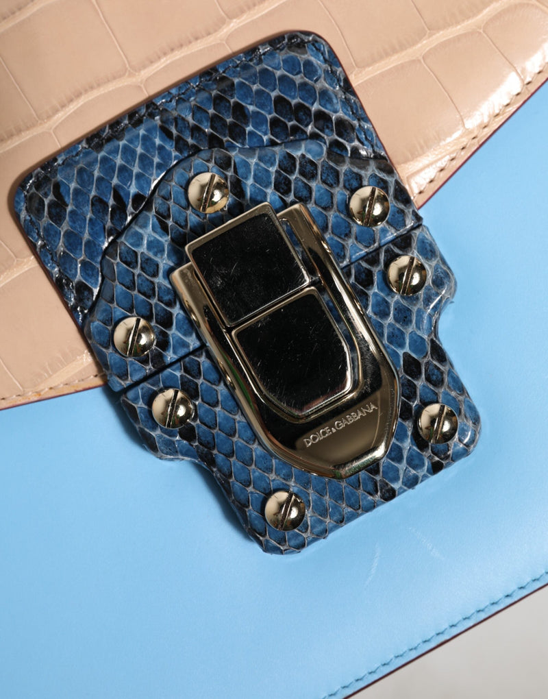 Blue Beige Exotic Leather LUCIA Crossbody Bag Dolce & Gabbana