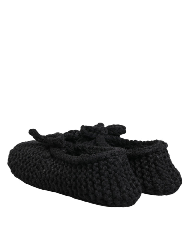 Black Wool Knit Slip On Ballerina Flats Shoes Dolce & Gabbana