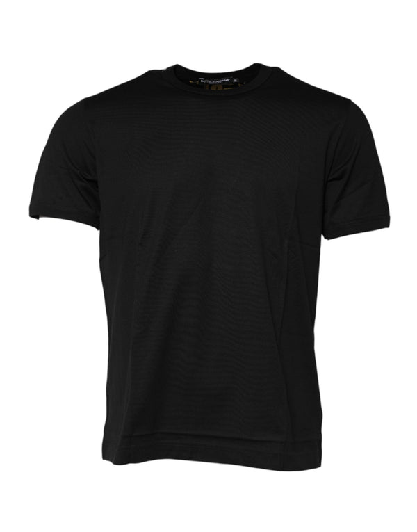 Black Cotton Logo Print Crew Neck T-shirt Dolce & Gabbana