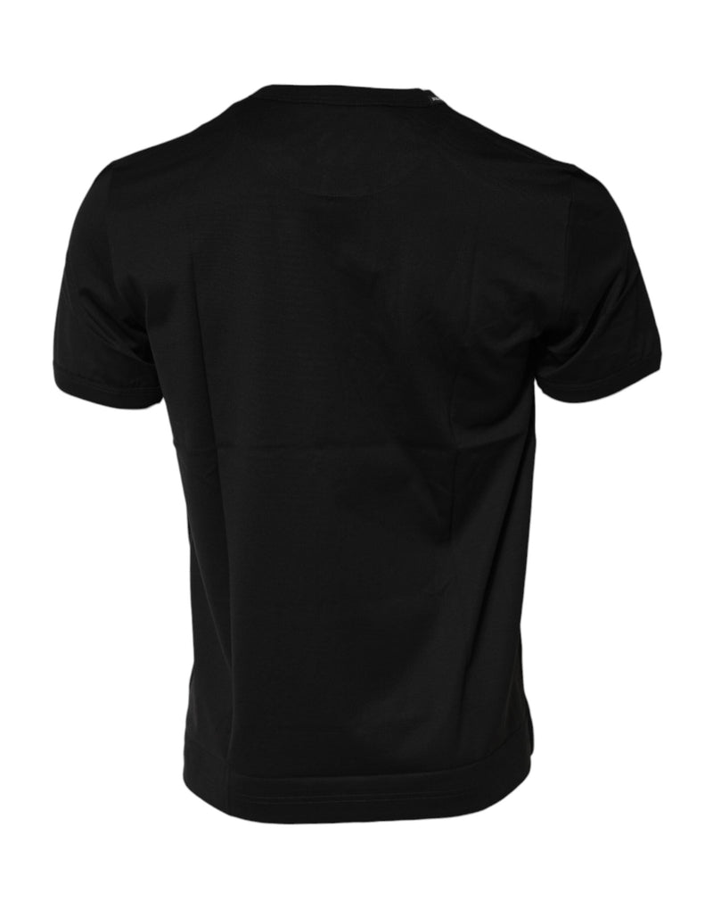Black Cotton Logo Print Crew Neck T-shirt Dolce & Gabbana